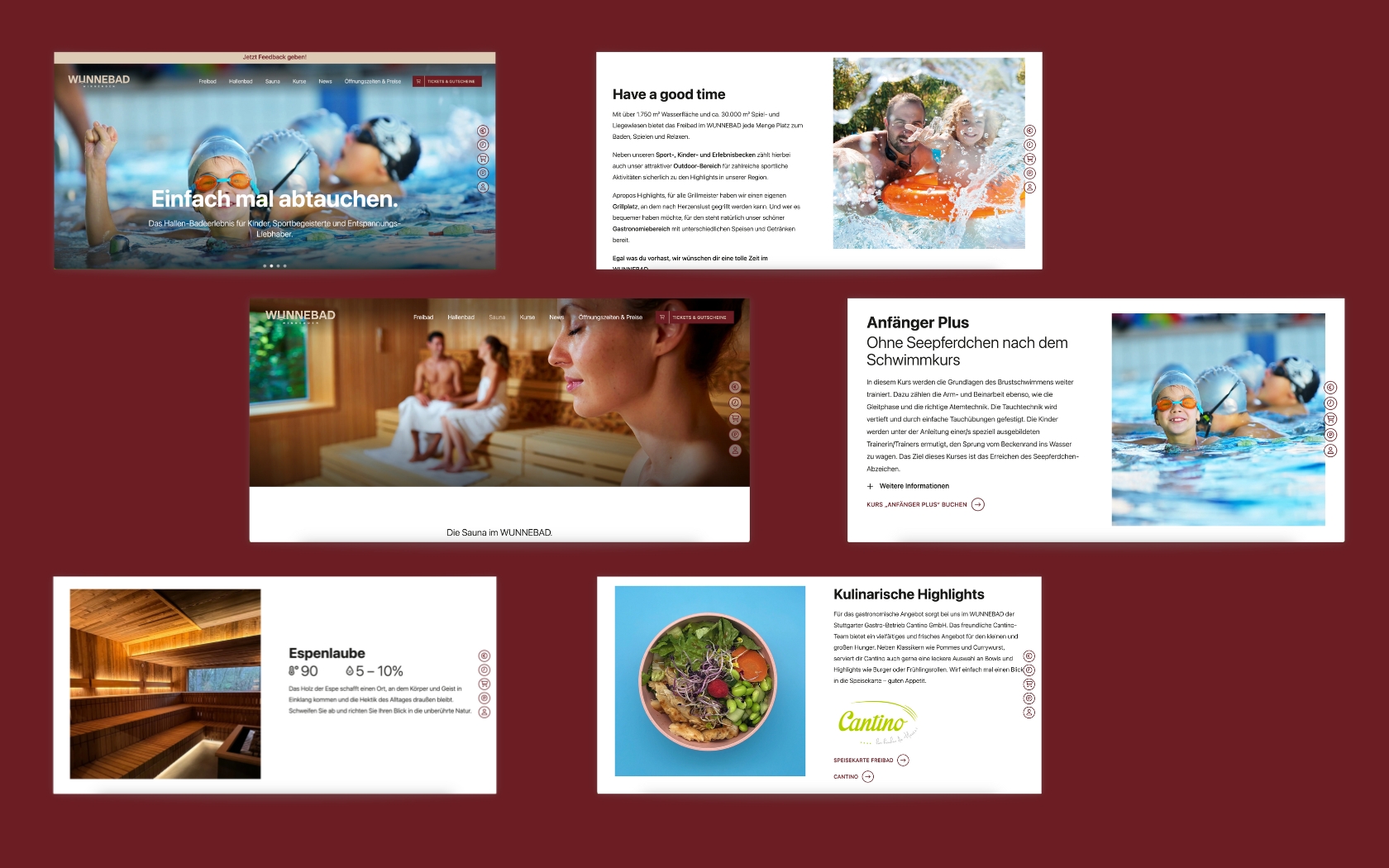 Resch & Partner Online Agentur Rems-Murr-Kreis, Projekt: Website Relaunch Wunnebad Winnenden - Unterseiten details